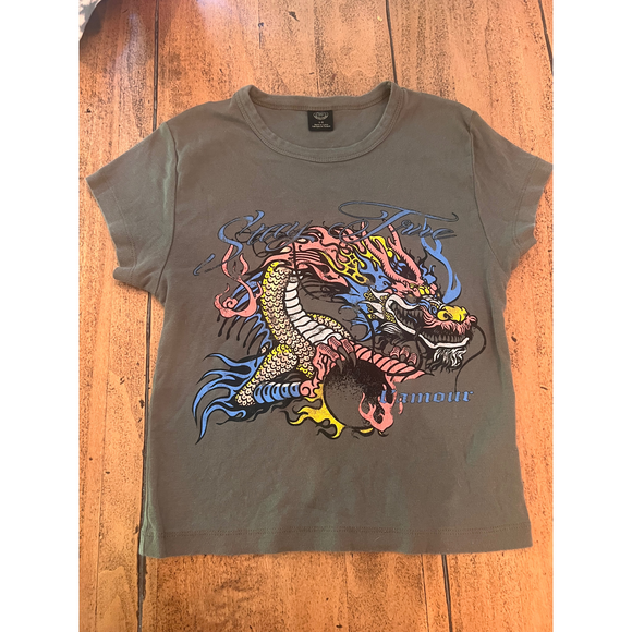 Urban Outfitters Tops - Urban Outfitters Stay True Dragon Cropped Baby Tshirt, Large in Green